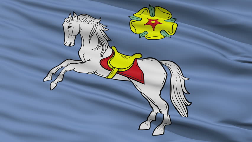Ostrava closeup flag, city of Czech Republic, realistic animation seamless loop - 10 seconds long