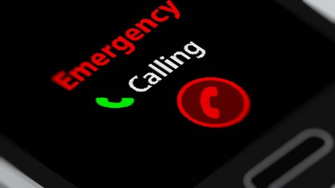 Calling Emergency Services on Smartphone. Seamless Loop.