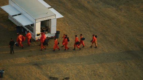 San Francisco - November 2017: Aerial view of official camp set up for rescue workers in the event of an accident or disaster California USA