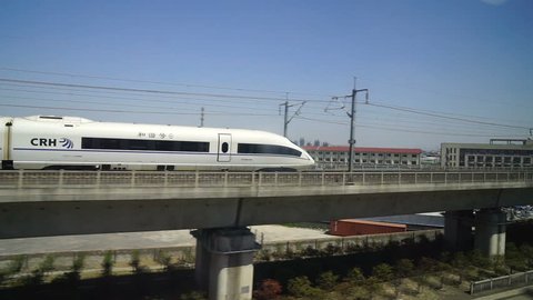 shanghai.china,04.08.2018,high speed train runing on the road