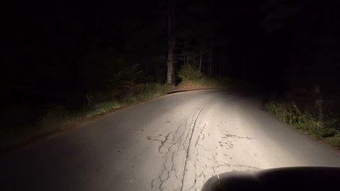 4K Driving Car on Road way in Night Dark, View of a Driver Traveling in Traffic in the Evening, Low Visibility on the Road, Pov