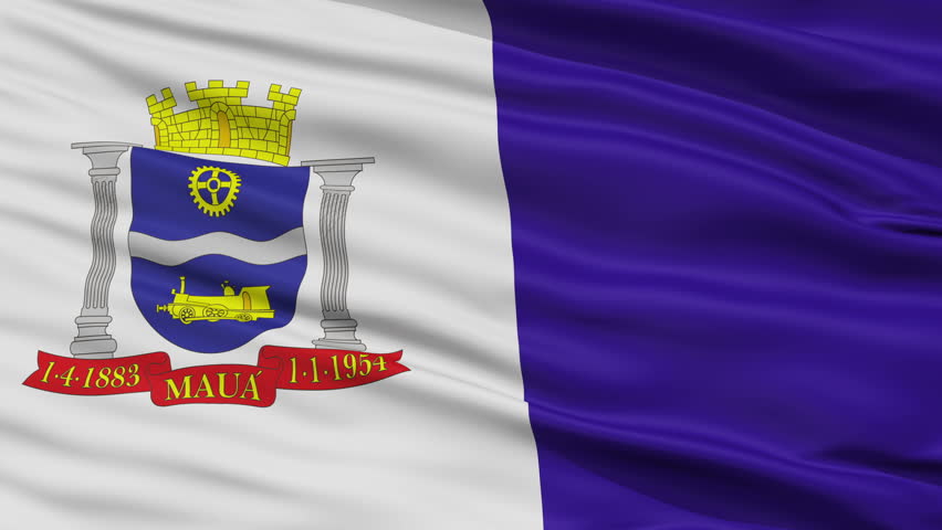 Maua closeup flag, city of Brasil, realistic animation seamless loop - 10 seconds long