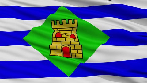 Vieques closeup flag, city of Puerto Rico, realistic animation seamless loop - 10 seconds long