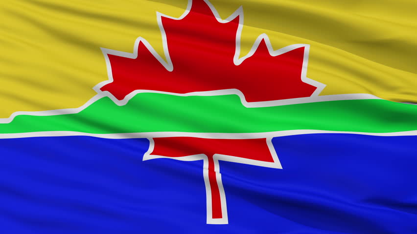 Thunder Bay closeup flag, city of Canada, realistic animation seamless loop - 10 seconds long