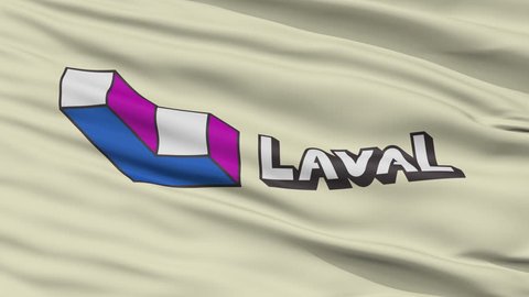 Laval closeup flag, city of Canada, realistic animation seamless loop - 10 seconds long