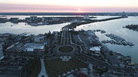 Aerial footage of Clearwater Beach at sunrise