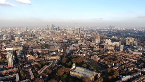 South London Aerial City View around Waterloo, Southwark feat. Suburban and Central Neighborhood in Elephant & Castle, Kennington Skyline 4K Ultra HD 
