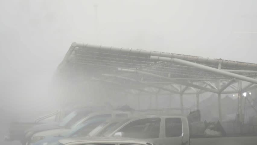 Rainstorm at parking lot