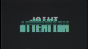 retro videogame JOINT ATTENTION text computer old tv glitch interference noise screen animation seamless loop New quality universal vintage motion dynamic animated background colorful joyful video m