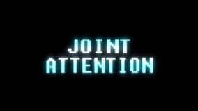 retro videogame JOINT ATTENTION text computer old tv glitch interference noise screen animation seamless loop New quality universal vintage motion dynamic animated background colorful joyful video m
