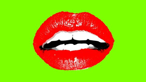 A pop art 3d rendering of sensitive young female lips in vivid colors. The colors of the lips and the background are changing like in a rainbow kaleidoscope. Vídeo Stock