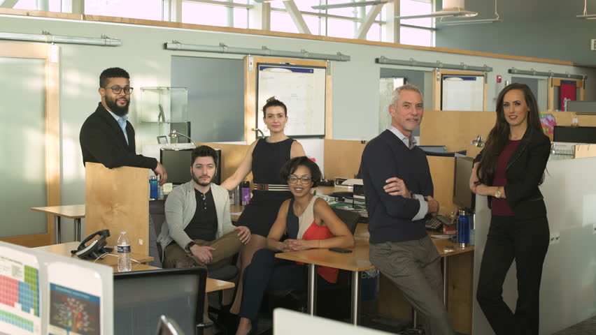 Small group of people looking at camera in an office Royalty-Free Stock Footage #1009970045