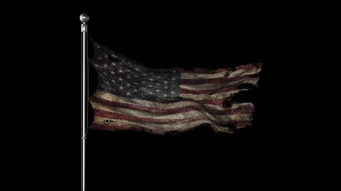 Grunge USA flag on black background. 4K