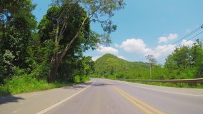 Front Driving Plate : Landscape On Route 3052 To Khao Yai National Park , Nakhon Ratchasima , Thailand

