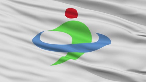 Uruma close up flag, Okinawa prefecture, realistic animation seamless loop - 10 seconds long