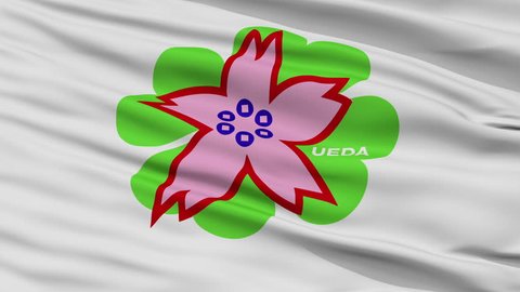 Ueda close up flag, Nagano prefecture, realistic animation seamless loop - 10 seconds long