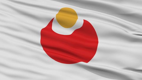 Unnann close up flag, Shimane prefecture, realistic animation seamless loop - 10 seconds long