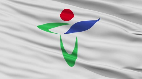 Tatsuno close up flag, Hyogo prefecture, realistic animation seamless loop - 10 seconds long