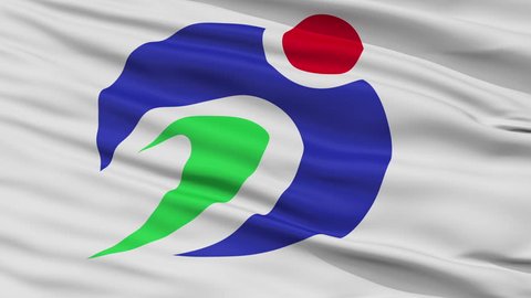 Agano close up flag, Niigata prefecture, realistic animation seamless loop - 10 seconds long