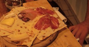 CAGLIARI, SARDINIA, ITALY – JULY 2016 : Video shot of appetizer plate in a local restaurant