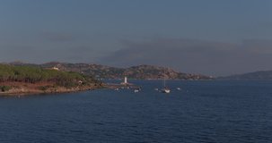 SARDINIA, ITALY – JULY 2016 : Video shot of Palau Coast on a beautiful day with boats, sea and little town in view