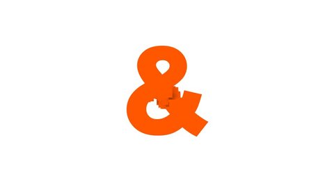 &, symbol ampersand, and from letters of different colors appears behind small squares. Then disappears. Alpha channel Premultiplied - Matted with color white