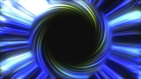 Big black hole in bright space, time warp, distortion of space, 3d rendering computer generating background
