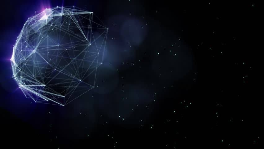 rotating abstract sphere with particles. plexus style futuristic sci-fi tech connectivity