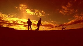 two man soccer player playing with ball during sunset silhouette slow motion outdoors video .