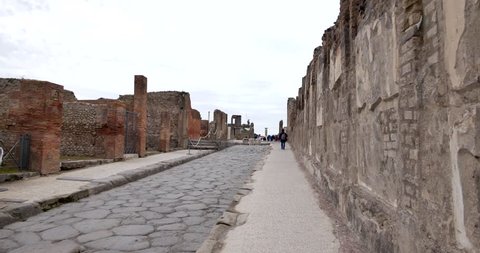 Inside of ruins in Pompei, Italy. Archeological park near Naples.