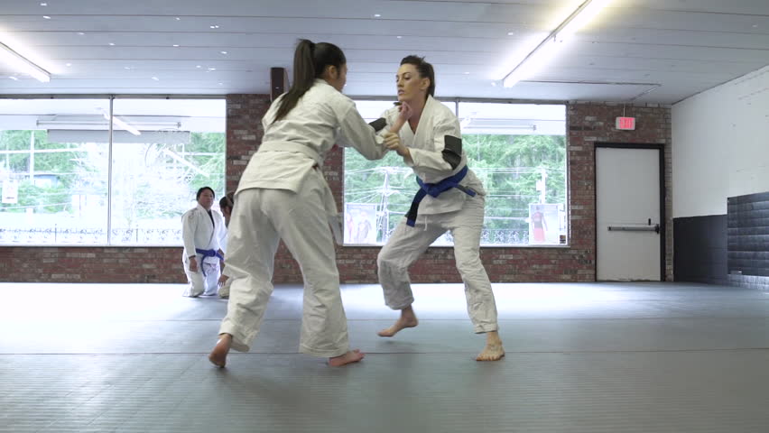 Young people practicing Jiu-jitsu in a dojo | Shutterstock HD Video #1010012255