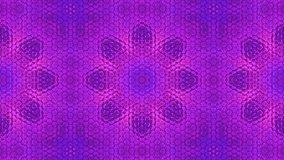Colorful fractal background. A kaleidoscope of colored hexagons in an endless movement. Violet abstract patterns for your design and animation. Seamless loop.