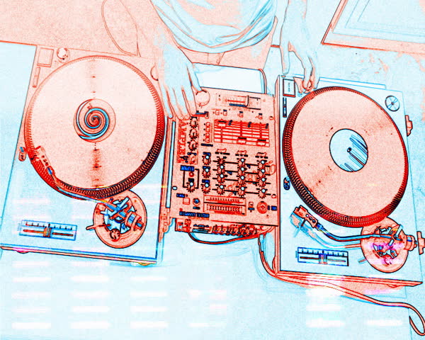 top view of a man deejaying