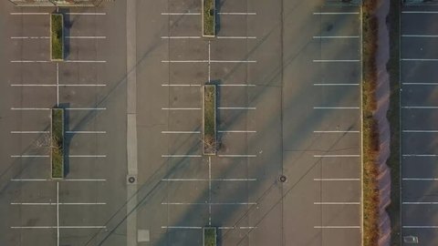 Aerial footage of empty parking lot