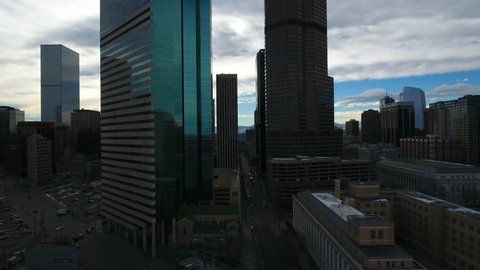 Aerial buisness district downtown Denver Colorado.
