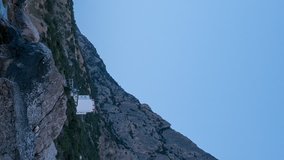 Vertical video. Mount Kush-Kaya, Laspi Bay, Crimea. Fixed distortion. Time Lapse