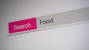 Food - browser search query online, typing in the search term into Internet. Search web form, tablet screen shot close up. - Powered by Shutterstock - Get 15% off with code: PIKWIZARD15