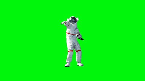 Funny astronaut dancing . Green screen. Realistic 4k animation. Video de stock
