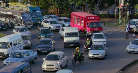 KENYA, NAIROBI - DECEMBER 2016: Traffic At Lusaka Rd & Mombasa Rd Roundabout; Nairobi Kenya Africa