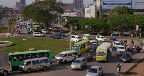 KENYA, NAIROBI - DECEMBER 2016: Traffic At Langata Rd & Mombasa Rd Roundabout; Nairobi Kenya Africa