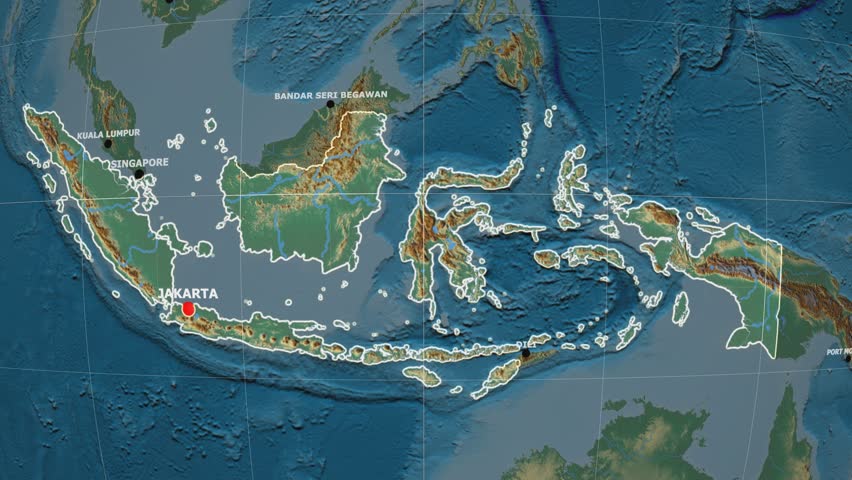 Zoom-in On Indonesia Outlined On Stock Footage Video (100% Royalty-free