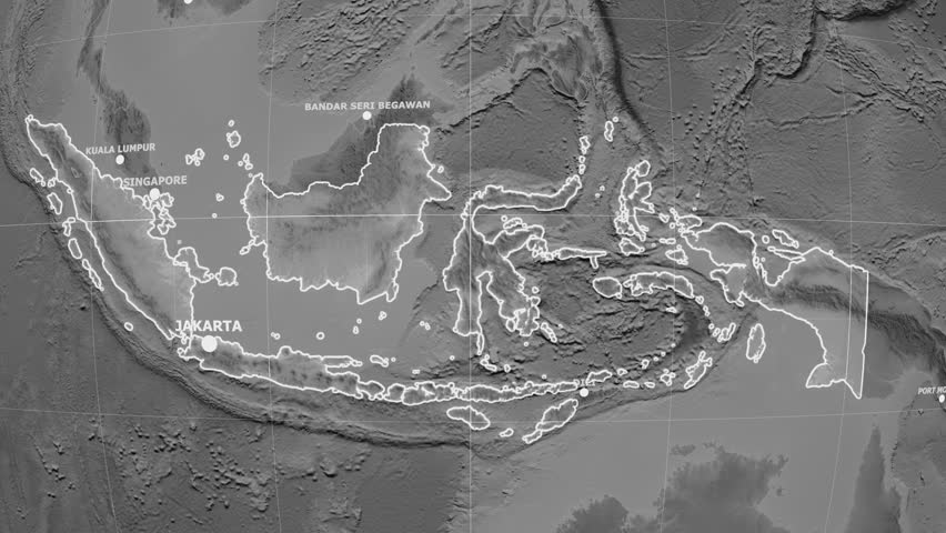 Zoom-in On Indonesia Outlined On Stock Footage Video (100% Royalty-free