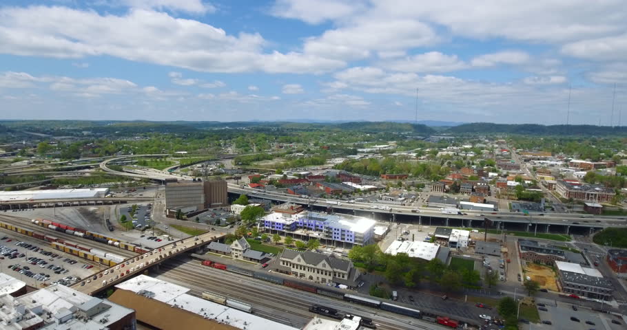 Aerial View, Knoxville, Tennessee, USA downtown 4k