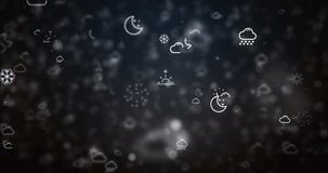 Loopable animation moved weather icons on white background.