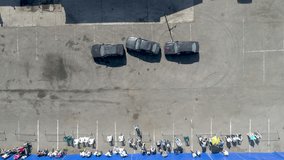 Aerial view of drifting car, slow motion video