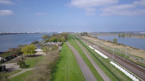 Rotterdam Aerial Train tracks near Europoort and Maasvlakte
