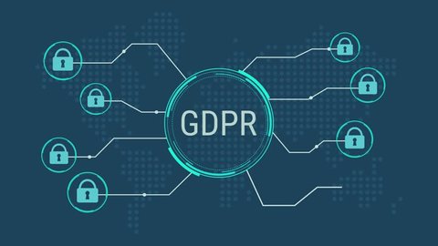 general data protection regulation GDPR concept, lock data and protecting citizen privacy, stylized earth map on background
