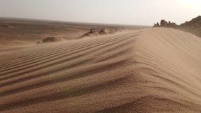 4K Strong Wind in the desert Blows Fine Sand