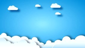 Shuttle starts up from the clouds against the blue sky. Animated in 4K of vector clip art.