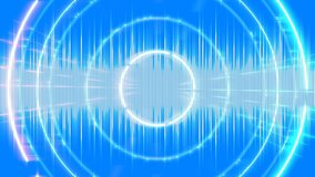 Audio graphic equalizer from colored lines. With dynamic moving glowing circles, dots, lines in the background. Loop - Powered by Shutterstock - Get 15% off with code: PIKWIZARD15